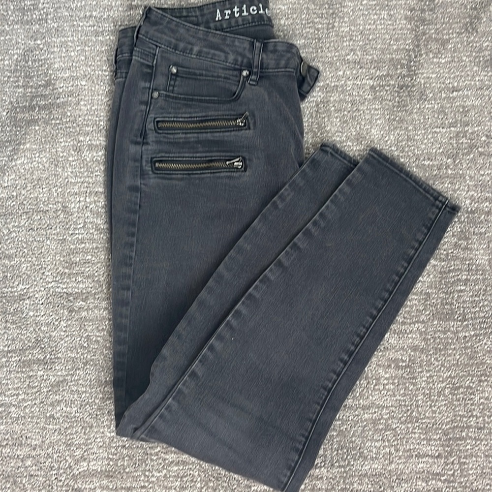 AOS black zipper detailed skinny jeans, size 28